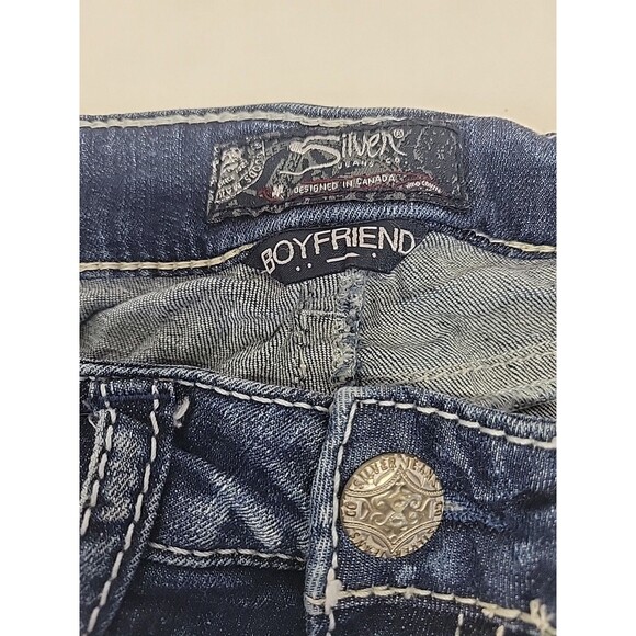 SILVER Jean Super Stretch BEAU Boyfriend Fit Denim Shorts Size W27/L6 - Picture 14 of 15